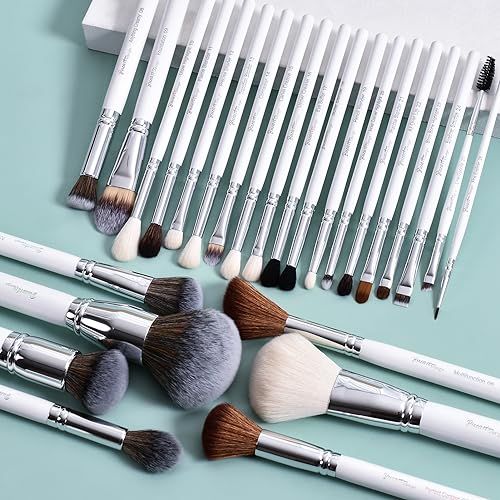 Professional Makeup Artist Brushes Set 26Pcs Real Natural Goat Hair Labeled White Makeup Brush Set with Foundation Powder blush concealer blending eyeshadow contour make up brushes set By Bueart Desig - Image 2