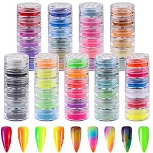 Duufin 54 Colors Nail Pigment Powder Colorful Luminous Powder Iridescent Glitter Pearlescent High-Gloss Halo Powder Pigments for Nails Art, Body and Crafts