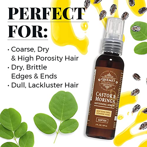 Qhemet Biologics Castor Oil Collection for Maximum Moisture & Growth - Includes Castor & Amla Nourishing Pomade, Amla & Olive Heavy Cream, Castor & Moringa Softening Serum - 3-Piece Haircare Set - Image 6