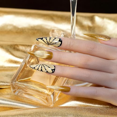 RARJSM Cat Eye Gel Nail Polish with Magnet Stick Diamond Brown Gold Velvet Cateye Glitter Gel Polish 15ml Single Bottle Sparkle Shimmer UV LED Curing Requires Soak Off Home Salon Christmas Manicure - Image 2