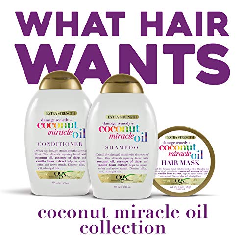 OGX Extra Strength Damage Remedy + Coconut Miracle Oil Hair Mask, Extra Hydrating & Softening Anti-Frizz Treatment to Help Repair Hair, Paraben-Free, Sulfated-Surfactants Free, 6 oz - Image 3