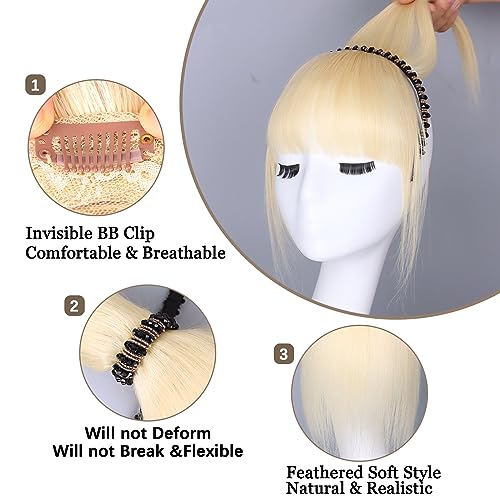 Platinum Blonde Human Hair Toppers with Rhinestone Band for Women Hairpiece for Thinning Hair Clip in Bangs with Band Straight (Platinum Blonde 60#) - Image 2