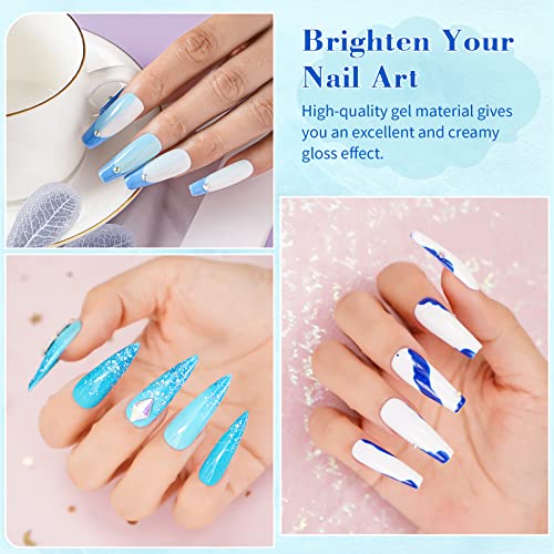 LanFo 6-Color Blue Glitter Gel Nail Polish Set for Home DIY Manicure - Image 4