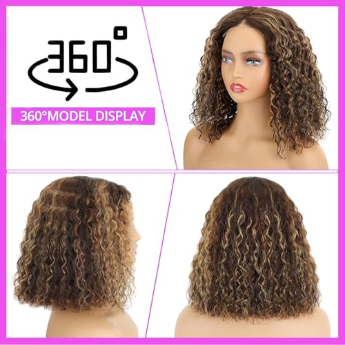 12 Inch 4/27 Highlight Blonde Wear and Go Glueless Water Wave Bob Wig 180% Density Human Hair - Image 2