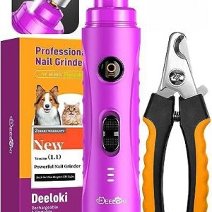 Dog Nail Grinder with LED Light Upgraded 2 Speeds Painless Pet Dog Nail Trimmers and Clipper Super Quiet Best Cat Dog Nail Clipper Kit for Large Small Dogs Pets Cats Breed Paws Quick Grooming