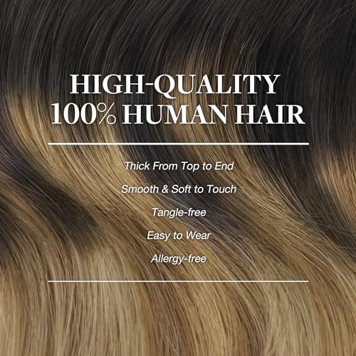 GOO GOO 16 Inch Clip In Hair Extensions, 120g, 7 Piece Set, Balayage Brown to Dirty Blonde - Image 4