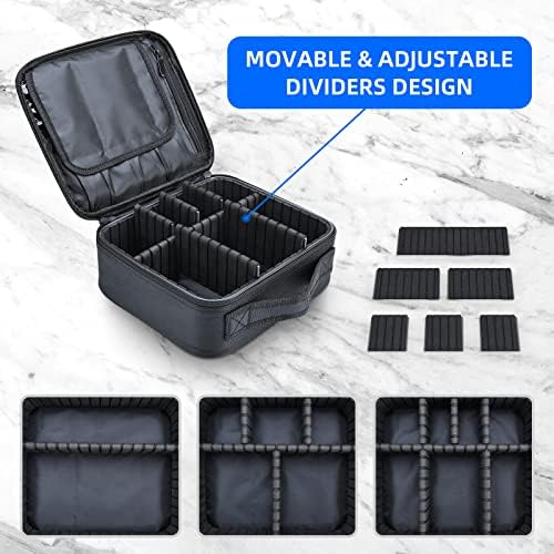Makeup Bag travel organizer Cosmetic Bag Portable Artist Storage Bag with Adjustable Dividers for Women Cosmetics Brushes Toiletry, Black - Image 2
