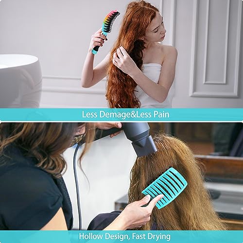 Wet Hair Brush Detangling Brush for Curly Hair, Hair Brushs for Women&kids, Detangler Brush for Wet or Dry Hair, Detangling Brush Painless and Less Demage 2 Pack (Colorful)… - Image 6