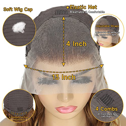 Ombre Lace Front Wig Human Hair - 4/27 Colored Honey Blonde Body Wave Glueless Lace Front Wigs Human Hair Pre Plucked, 180% Density 13x4 HD Transparent Highlight Lace Front Wig Human Hair for Women - Image 3