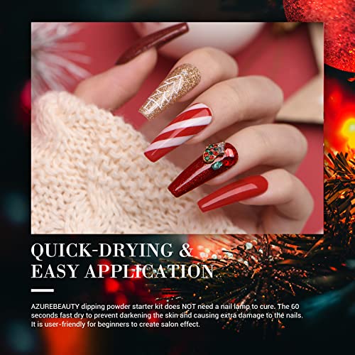 Dip Powder Set, AZUREBEAUTY 6 Colors Glitter Red Green Nail Dipping Powder French Nail Art Gel Manicure Salon DIY at Home Christmas Gifts - Image 5