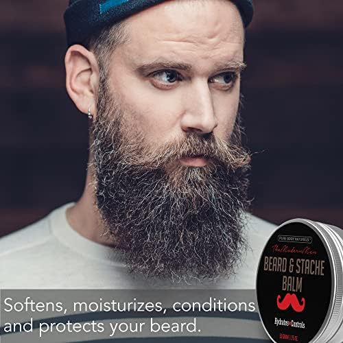 Natural Beard Balm for Men, Non-Greasy Beard Wax and Conditioner for Beard Growth, Amber Musk Scent Mustache Wax, Cruelty-Free, Beard Conditioner, Softening Beard Care by Pure Body Naturals, 1.75oz - Image 2