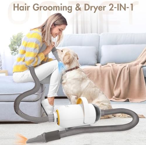 Dog Dryer Pet Blower- High Velocity Professional Pet Blow Dryer for Large Dogs - Smart Adjustable Temperature Pet Hair Grooming Dryer with 4 Nozzles - Image 2