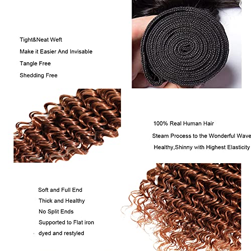 Ombre Loose Wave Bundles 1b/30 Human Hair 3 Bundles 8 10 12 Inch 2 Tone Black and Brown Deep Wave Bundle Human Hair Weave 8A Brazilian Virgin Ombre Deep Wave Bundle Human Hair Extensions - Image 3