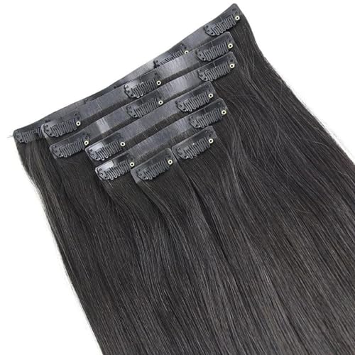 PU Clip ins Extensions Human Hair Straight Seamless Clip In Human Hair Extensions Natural Color Brazilian Skin Weft Clip-on Hair 120g/set for Woman (12inch, 1set 120g) - Image 3