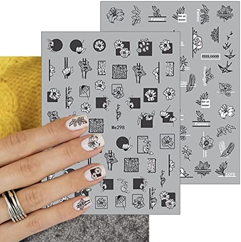 8 Sheets Black Butterfly Nail Art Stickers Decals 3D Self-Adhesive Butterfly Nail Stickers for Nail Art Spring Summer Flower Nail Decals Rose Daisy Designs Nail Decor Accessories for Acrylic Nail DIY - Image 6