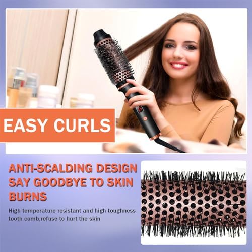 Thermal Brush,1.5 Inch Curling Iron Brush Thermal Brush,10 Temps LCD Display Up to 410°F 1.5 in Curling Brush Curling Iron Heated Curling Brush (Black Gold) - Image 5
