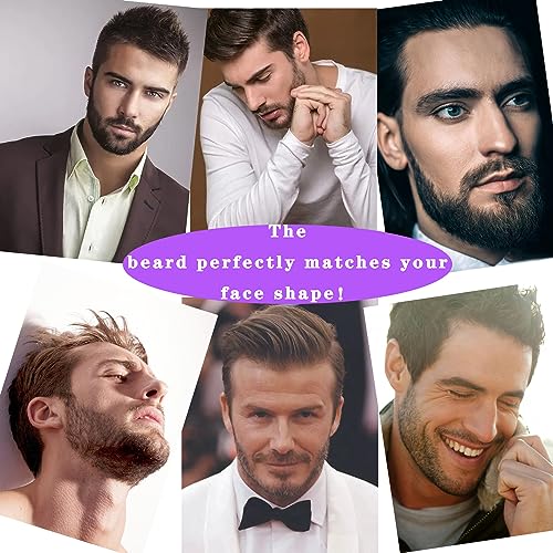 Fake Beard Human Hair Full Hand Tied Facial Hair Black Goatee False Beards Lace Invisible Fake Face Mustache Black Mixed White Color for Entertainment Drama Party Movie Makeup Halloween - Image 6