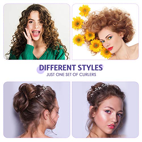 24 Piece Purple Small Plastic Hair Rollers Set with Steel Pintail Comb for Styling - Image 6