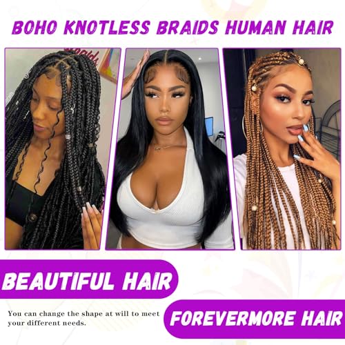 Water Wave Bulk Human Hair No Weft boho Knotless Braids Human Hair 16Inch Remy Human Hair For Braiding 2 Bundles Braids Per Pack 100g Micro Braiding Human Hair Wet and Wave Natural Color - Image 6