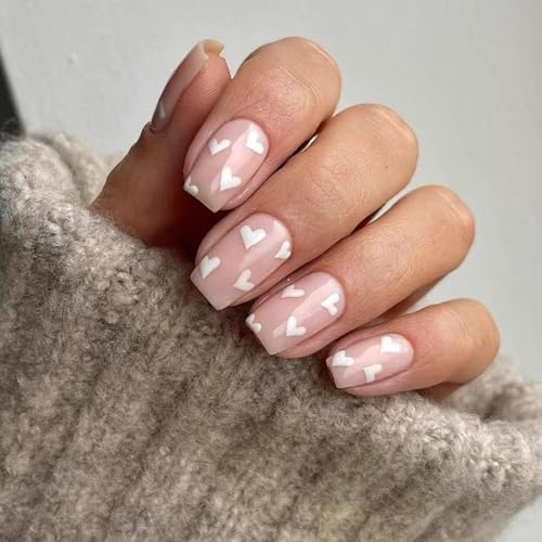 Romantic Red Heart Press-On Nails Set 24 Count Medium Length