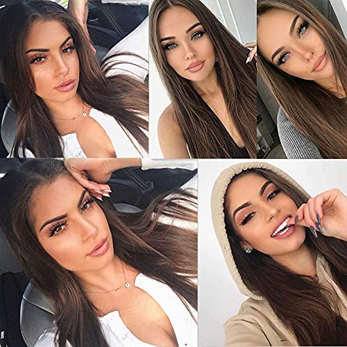 22 Inch Straight Glueless Heat Resistant Brown Lace Front Wig for Women - Image 3