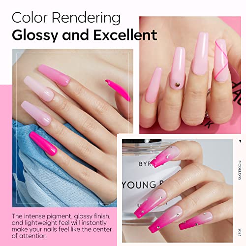Modelones Dip Powder Nail Kit Starter, 4 Colors Hot Pink Summer Bright Dipping Powder Essential Liquid Set with Base Top Coat Activator French Nail Art Manicure DIY Salon Kit Gift - Image 2