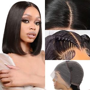 Short Bob Wig Human Hair 13x4 HD Bob Lace Front Wigs Human Hair 180% Density Glueless Wigs Human Hair Straight Human Hair Wigs Pre Plucked with Baby Hair 12inch