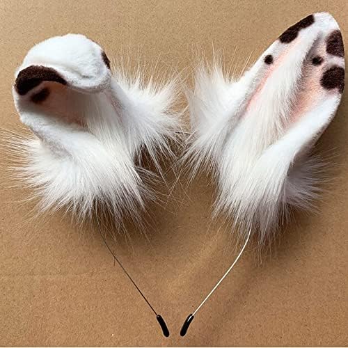 Handmade Rabbit Ears Cute Animal Ears Accessories Rabbit Ear Headband (M White Ear Tail) - Image 2