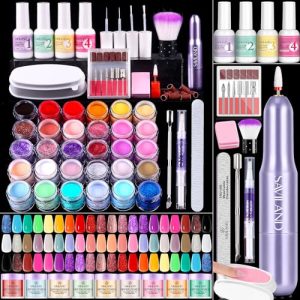 SAVILAND Dip Powder Nail Kit with Drill - Starter Set 30 Colors Keratin Dip Nails Powder Professional with Dipping Powder Liquid Set Activator Base Top Coat Cuticle Oil for DIY Manicure Nail Art