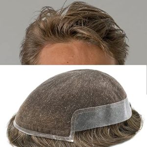 FACE MIRACLE Toupee for Men Transparent French Lace Mens Toupee Bleached Knots Hair Replacement Human Hair Systems Skin PU Mens Wig Natural Hairline Hair Prosthesis