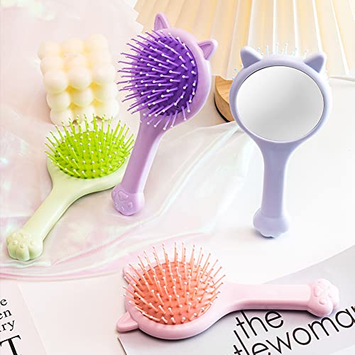 Cute Pink Cat Ear Detangler Hair Brush with Mirror for Kids and Girls - Image 7