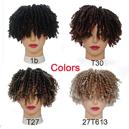 6inch Dreadlock Hair Topper Wig For Women/Man Ombre #4/27 Color Short Locs Wiglets Hairpieces With Clip In Braided Half Wigs Synthetic Dreadlocks Toupee Afro Wig For Thinning Hair - Image 5