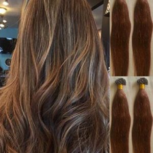 Hair Faux You 18" Remy Straight Pre bonded Keratin U Tip Human Hair Extensions 100 grams 100 strands Per Package Color #6 Medium Chestnut Brown