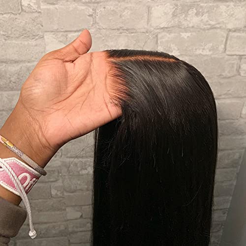 BEEOS Wear and Go Glueless Wigs Elastic Band 5x5 SKINLIKE Real HD Lace Closure Wig, 180% Density Pre Plucked Bleached Knots Straight Virgin Human Hair Ready to Wear Wigs No Glue 22 Inch