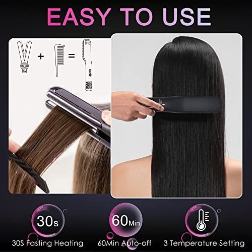 Portable Hair Straightener Brush Set with Heat Spray and Oil Gift, Travel Size - Image 5