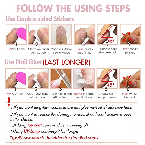24Pcs Acrylic Press on Nails Long,Black Red Gemstone Nails for Women and Girls,Fake Nails with Nail Glue and Nail File,False Nails Set - Image 4