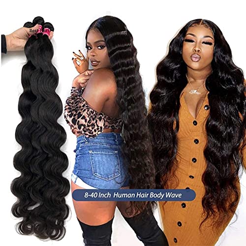 3 Pack 28 30 32 Inch Body Wave Unprocessed Brazilian Human Hair Bundles Natural Black - Image 4