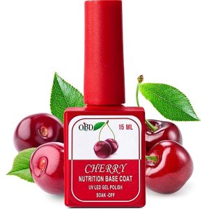 OVLUX QBD Nutrition Base Coat - 15ml UV Gel Nail Polish, Enriched with Cherry Extract and vitamin Ca, Clear Nail Plate Protector, Soak-off No Wipe Gel Nail Polish Base