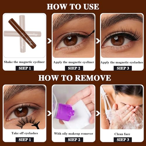 2 Black MIX 2 Brown Eyeliner Waterproof Magnetic Liquid Eyeliner,Upgraded All-Day Hold, Works Perfectly for Magnetic Eyelashes,Eye Liner -5ml*4 Count - Image 7