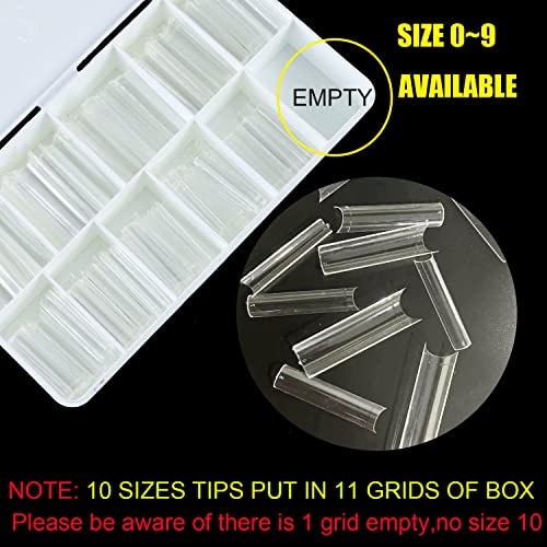XXL Square Clear Half Cover Tapered Nail Tips - 500 Pieces, 10 Sizes for Acrylic Nails - Image 5
