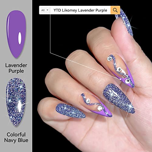 YTD Likomey Reflective Glitter Gel Nail Polish,15ml Galaxy Colorful Navy Blue Flash Diamond Shimmer Gel,Super Sparkly Shiny Manicure UV Gel Varnish - Image 4