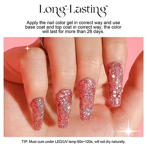 ROSALIND 6 Color Glitter Gel Nail Polish Set for Professional Home DIY Manicures - Image 6