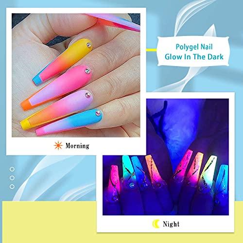 Poly Nail Gel Kit-8 Colors PoIy Extension Gel Set for Nail Thickening Solution Temperature Color Changing Poly Gel Nail Set Rainbow Colors French Manicure DIY Design - Image 6