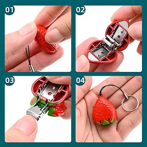 Stainless Steel Foldable Nail Clippers 2 Pack Medical Grade Creative Strawberry Shape with Metal Case and Nail File - Image 5