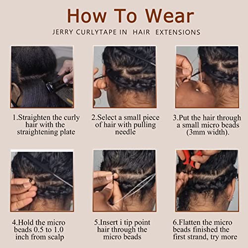 Kinky Straight I Tip Hair Extensions Natural Black 50 Strands 16 Inch 50 Gram - Image 7
