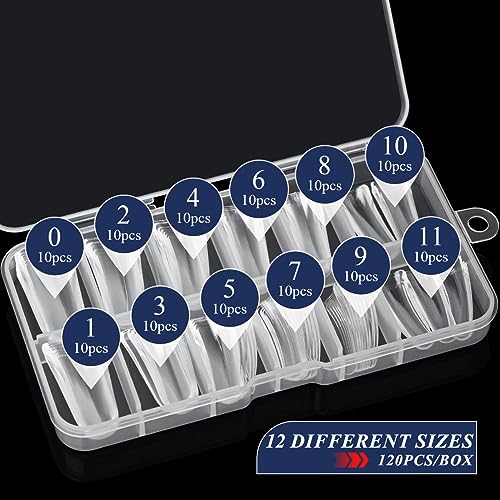 120Pcs Clear Curved Duck Nail Tips for Home DIY Nail Art in 12 Sizes - Image 5