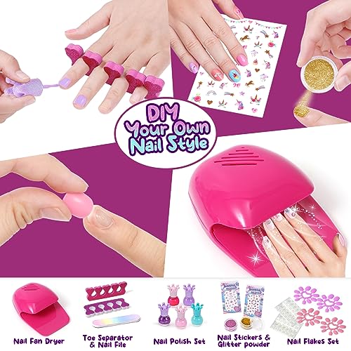 Tacobear Kid Foot Spa & Nail Art Kit, Foot Spa Day Girl Stuff, Massage Foot Soak Pool and Nail Dryer, Girl Gift for 5 6 7 8-12 Year Old Toys, Christmas Birthday Gifts for Children - Image 4