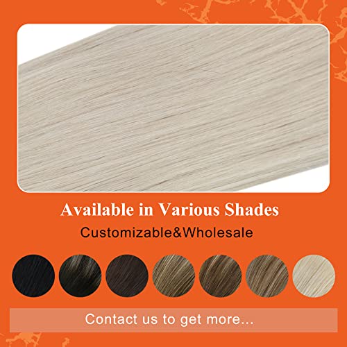 Full Shine Tape in Hair Extensions Human Hair #1000 White Blonde Hair Extensions Seamless Tape Hair Extensions 18Inch Real Hair 20Pcs Straight Human Hair Extensions Tape ins 50Grams - Image 6
