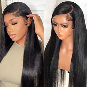 UCUVIC Straight Lace Front Wigs Human Hair Pre Plucked 13x4 HD Frontal Wigs Human Hair Wigs For Black Women Glueless Wigs Human Hair Pre Plucked With Baby Hair 150% Density Human Hair Wigs 22 Inch