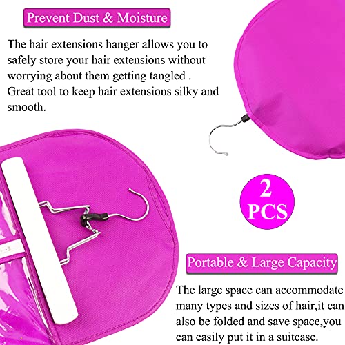 2 PCS Hair Extensions Storage Bag, Storage Bag for Extension with Wooden Hanger,Dust Proof Portable Wig Storage Bag Hair Extension Carrier Holder With Strong Durable Zipper,Purple - Image 5